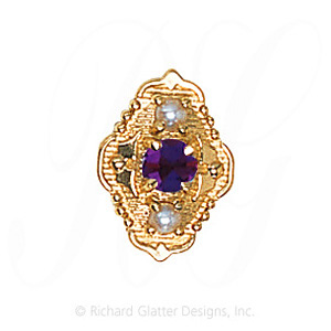 GS511 AMY/PL - 14 Karat Gold Slide with Amethyst center and Pearl accents 